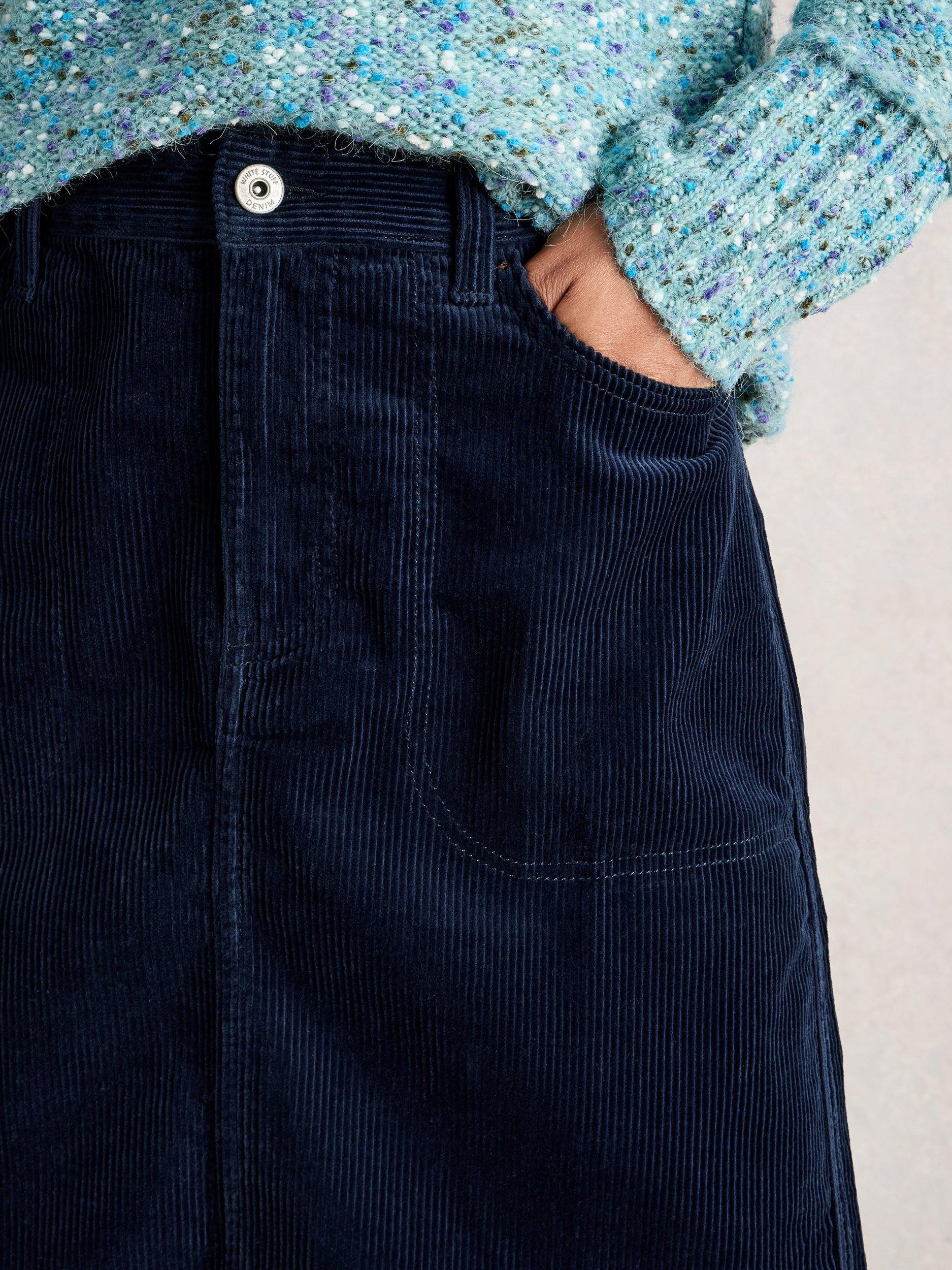 Product image 3 of 6, which shows White Stuff Tia Corduroy Mini Skirt, Dark Navy, 6