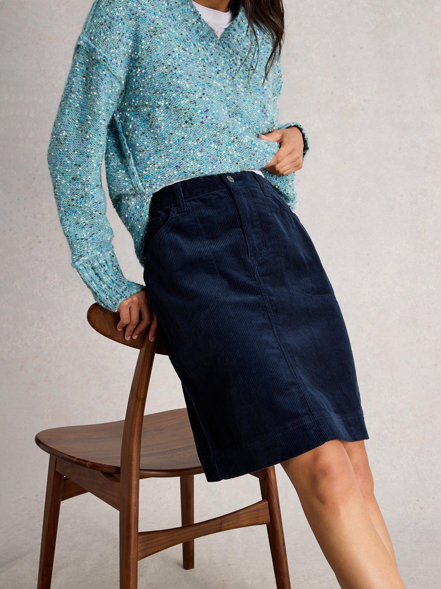 Product image 4 of 6, which shows White Stuff Tia Corduroy Mini Skirt, Dark Navy, 6