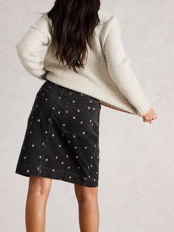 White Stuff Tia Embroidered Cotton Blend Mini Skirt - view 2, Grey/Multi