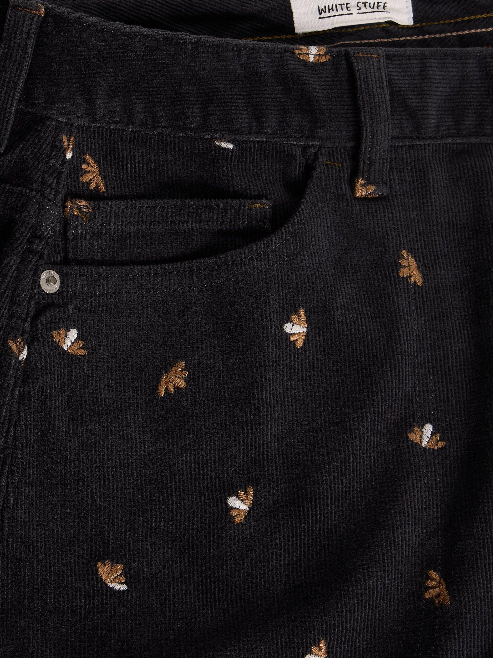 Product image 6 of 6, which shows White Stuff Tia Embroidered Cotton Blend Mini Skirt, Grey/Multi, 8