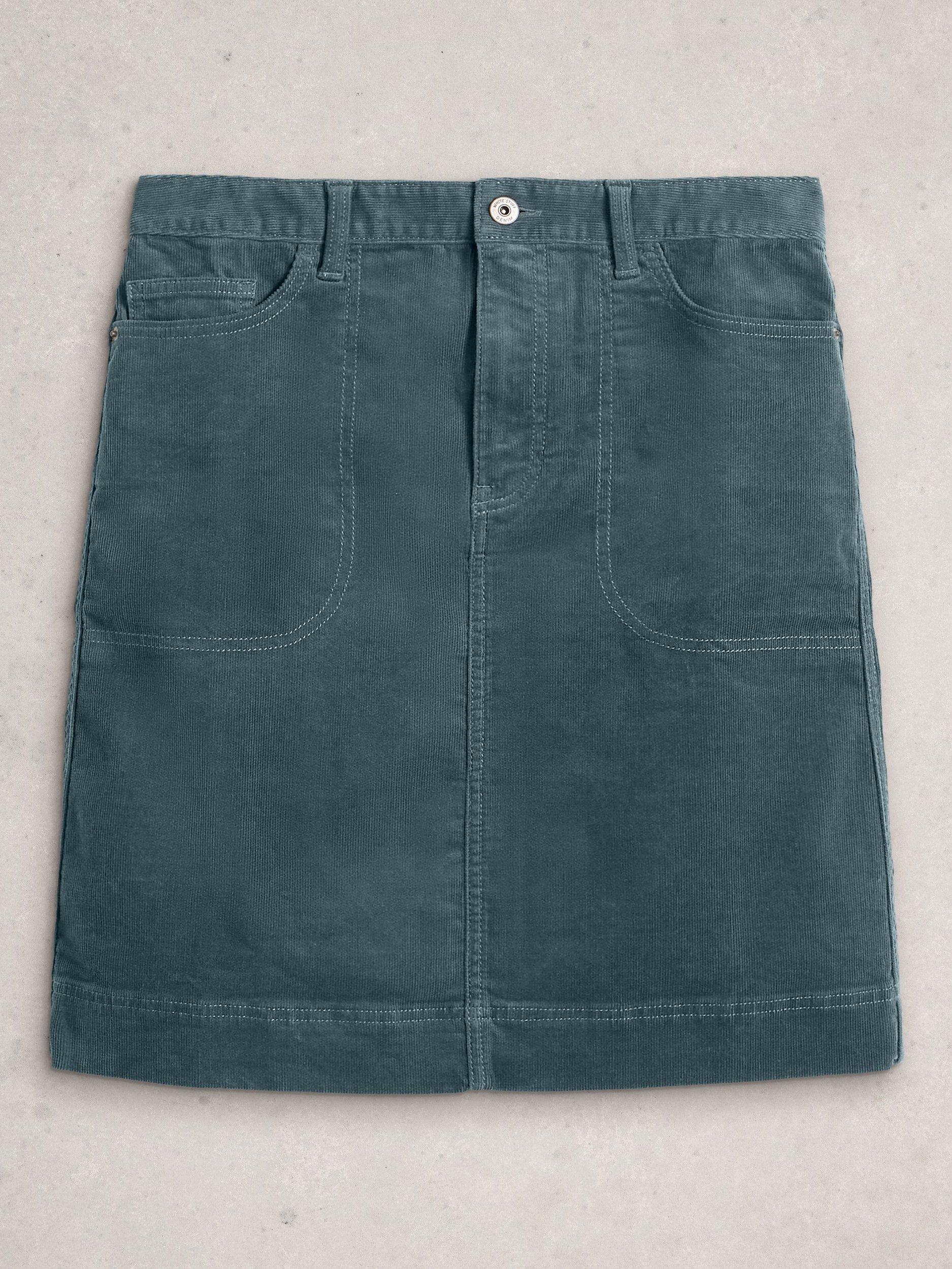 Product image 5 of 6, which shows White Stuff Tia Cotton Blend A Line Mini Skirt, Mid Blue, 12
