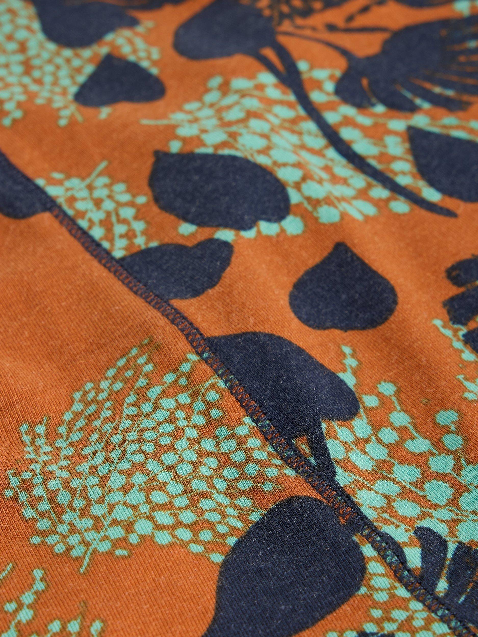 Product image 6 of 6, which shows White Stuff Camille Floral Leaves High Neck Top, Orange/Multi, 16