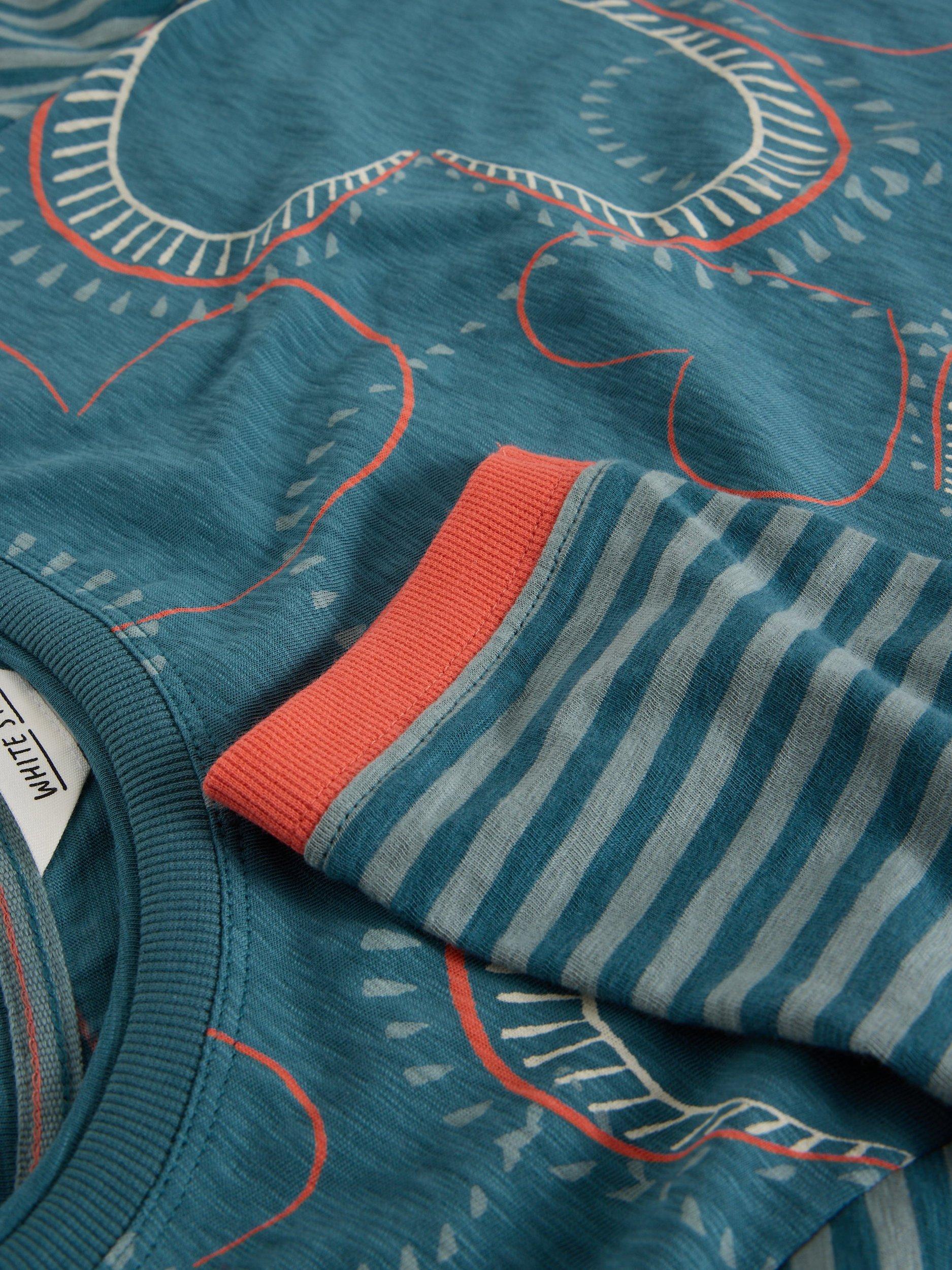 Product image 6 of 6, which shows White Stuff Clara Heart Stripe Sleeve Top, Blue/Multi, 6