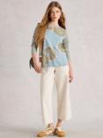 White Stuff Clara Crew Neck T-Shirt, Green/Multi