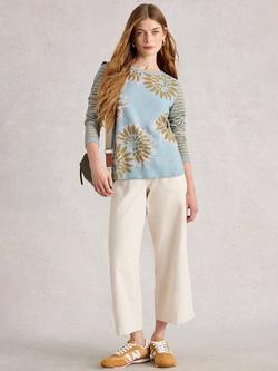 White Stuff Clara Crew Neck T-Shirt, Green/Multi, Green/Multi