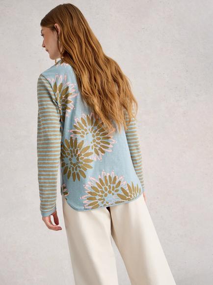 White Stuff Clara Crew Neck T-Shirt, Green/Multi - view 2, Green/Multi