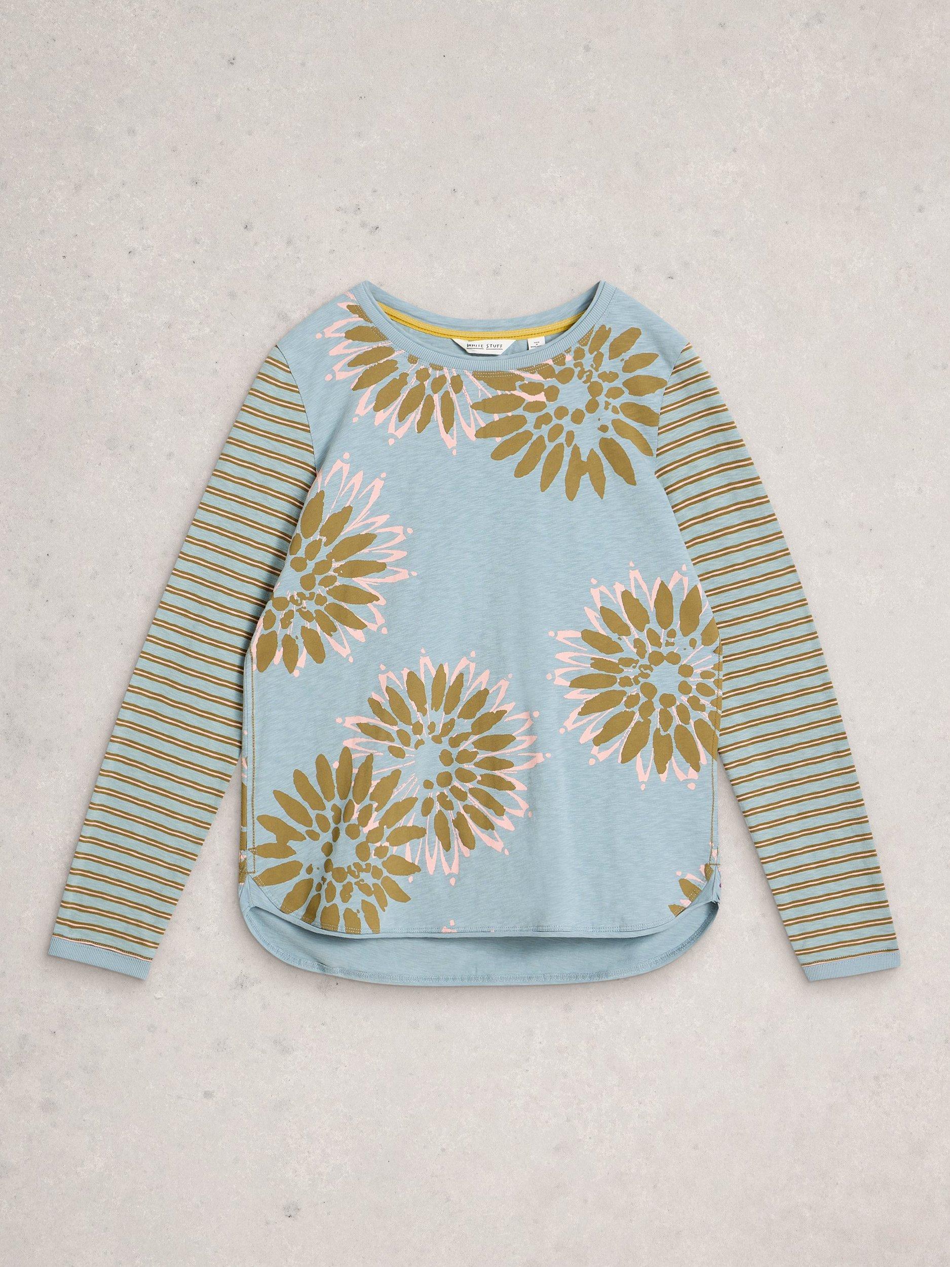 Product image 5 of 6, which shows White Stuff Clara Crew Neck T-Shirt, Green/Multi, 6