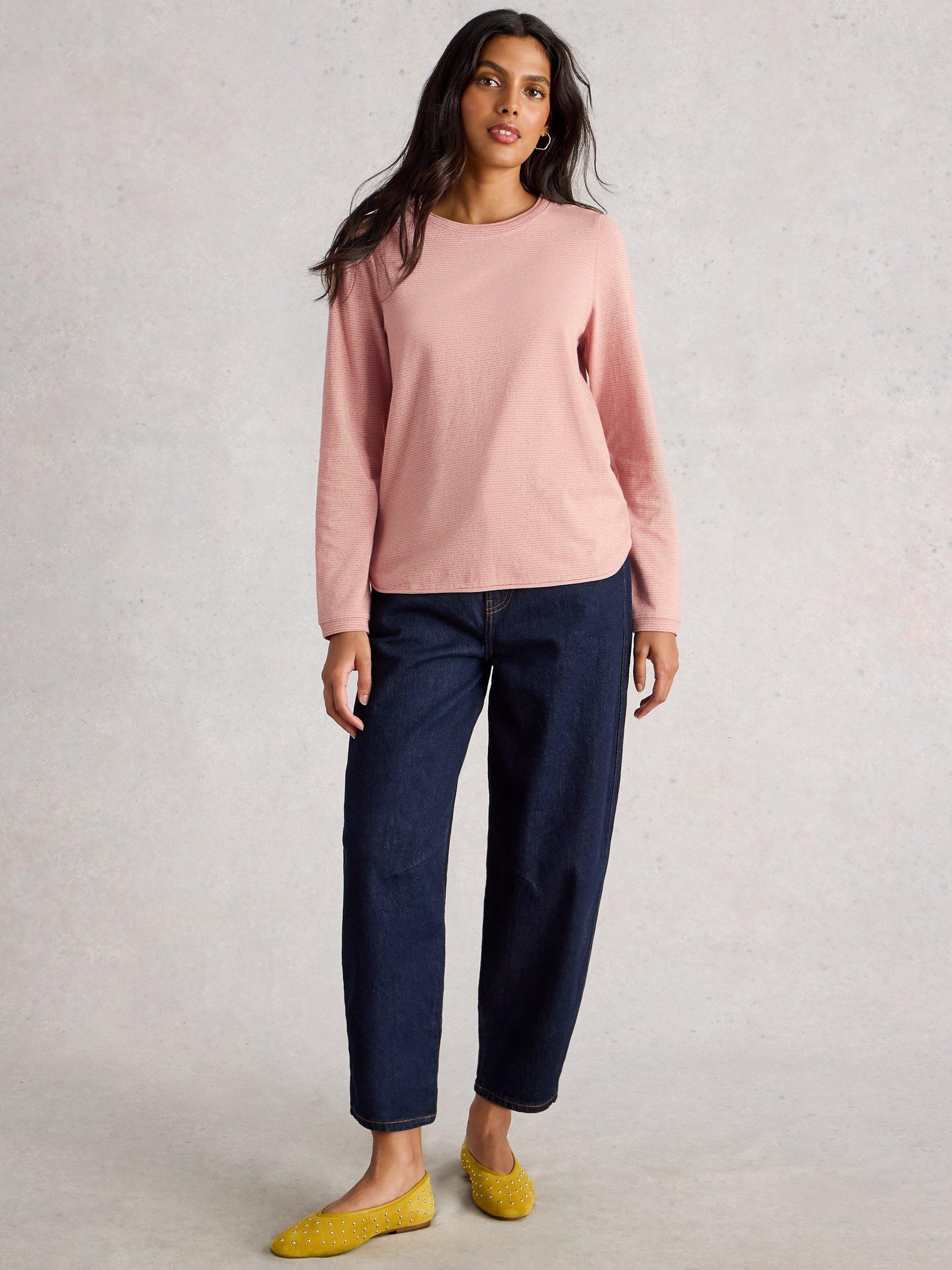 Product image 1 of 6, which shows White Stuff Clara Long Sleeve T-Shirt, Dusky Pink, 8