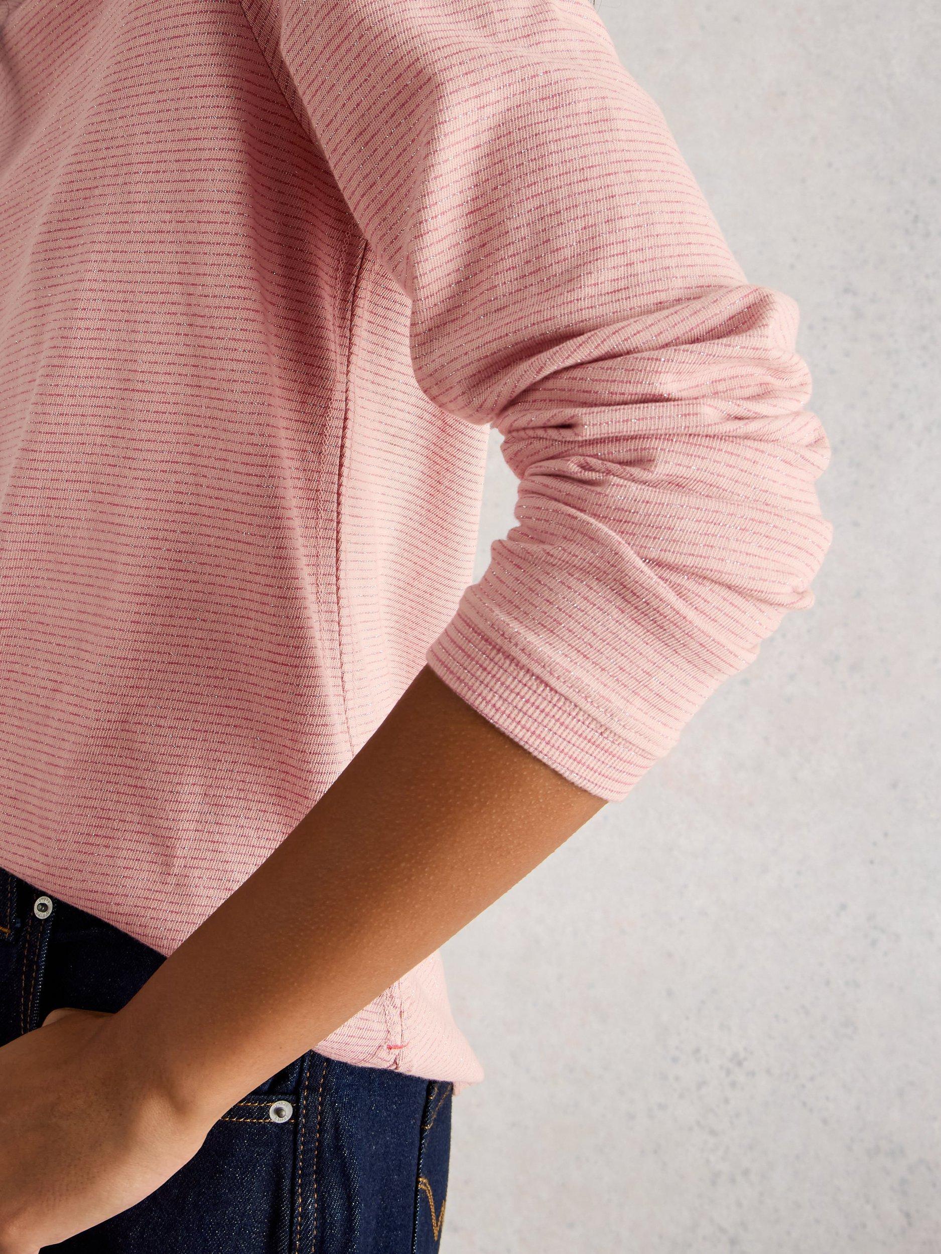 Product image 3 of 6, which shows White Stuff Clara Long Sleeve T-Shirt, Dusky Pink, 8