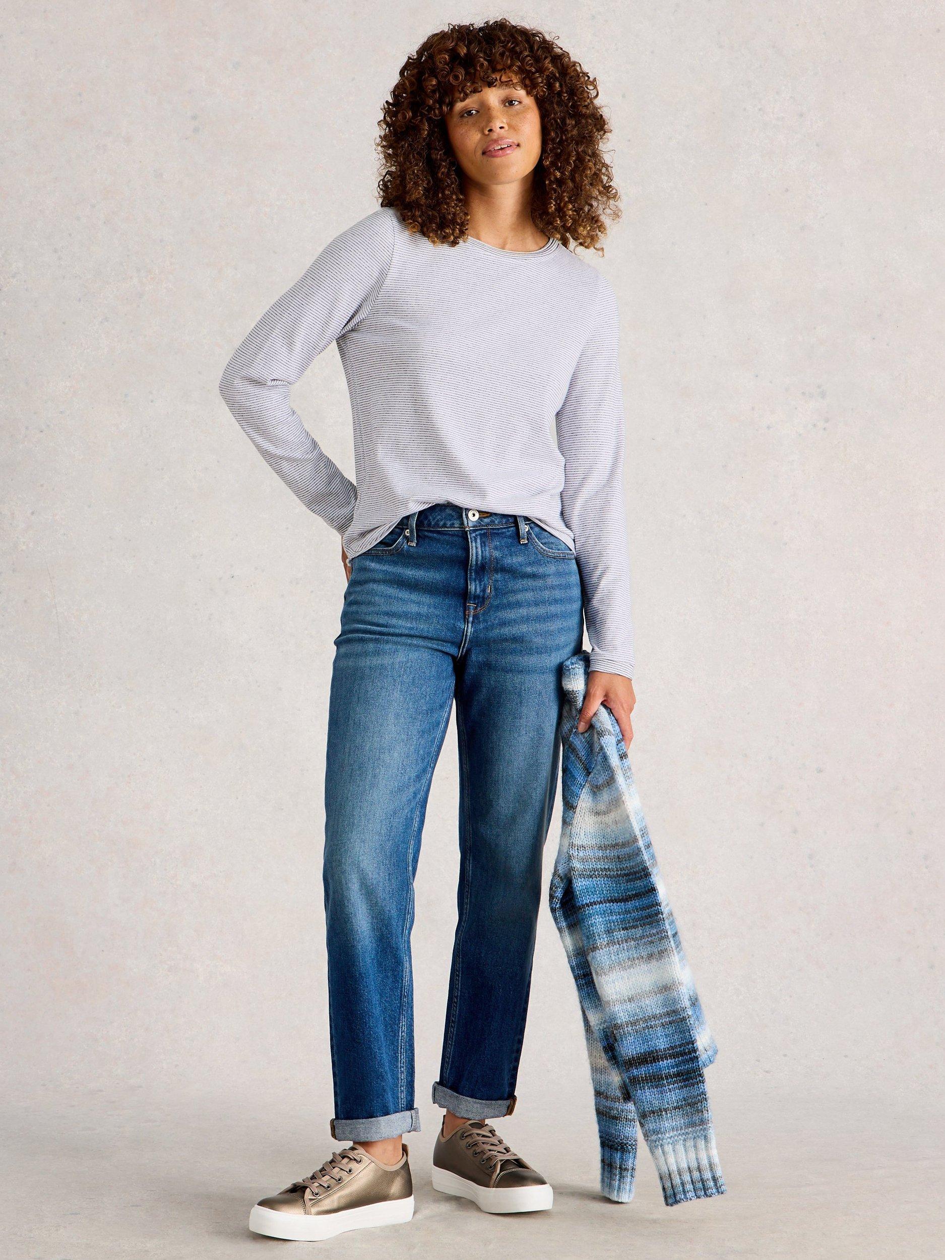 Product image 1 of 6, which shows White Stuff Clara Sparkle Stripe Top, Ivory/Multi, 8