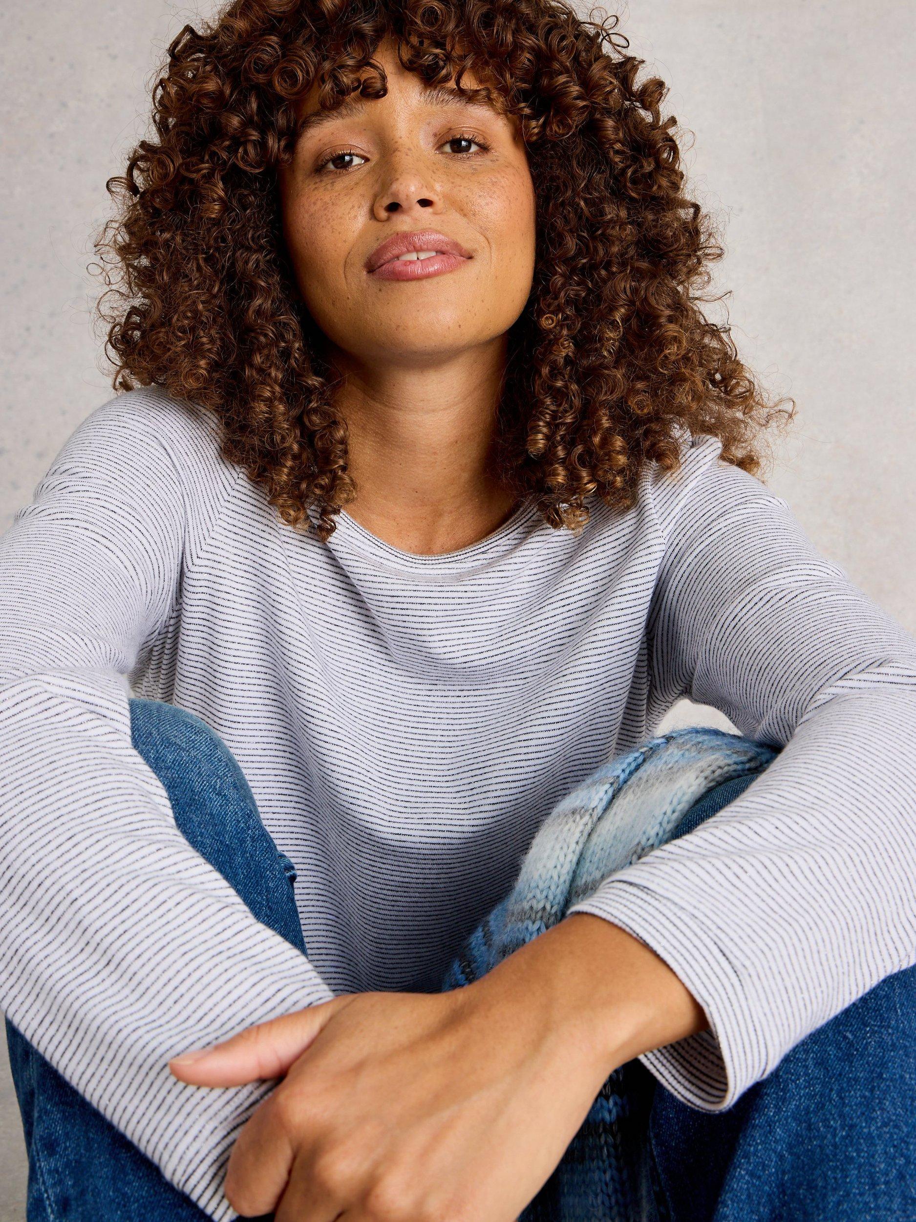 Product image 4 of 6, which shows White Stuff Clara Sparkle Stripe Top, Ivory/Multi, 8