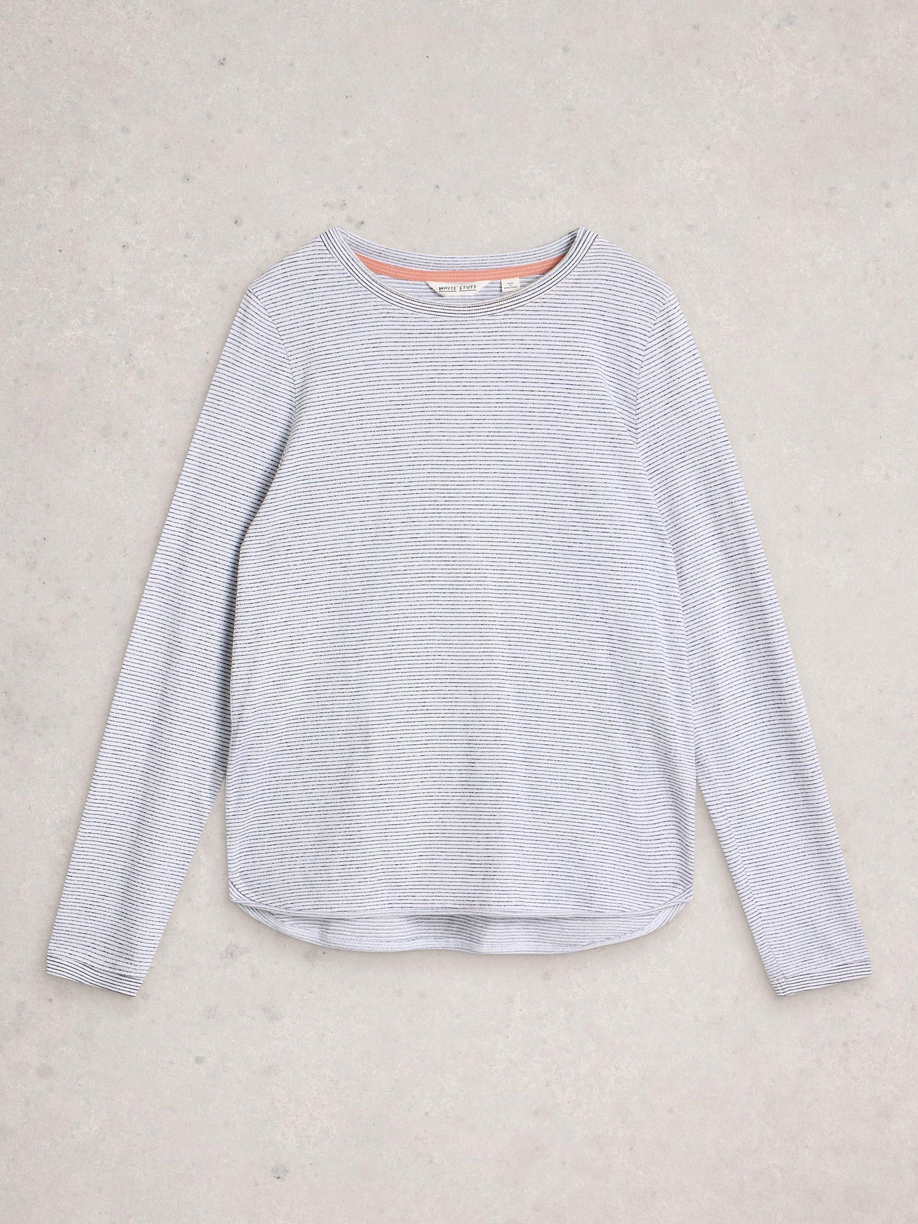 Product image 5 of 6, which shows White Stuff Clara Sparkle Stripe Top, Ivory/Multi, 8