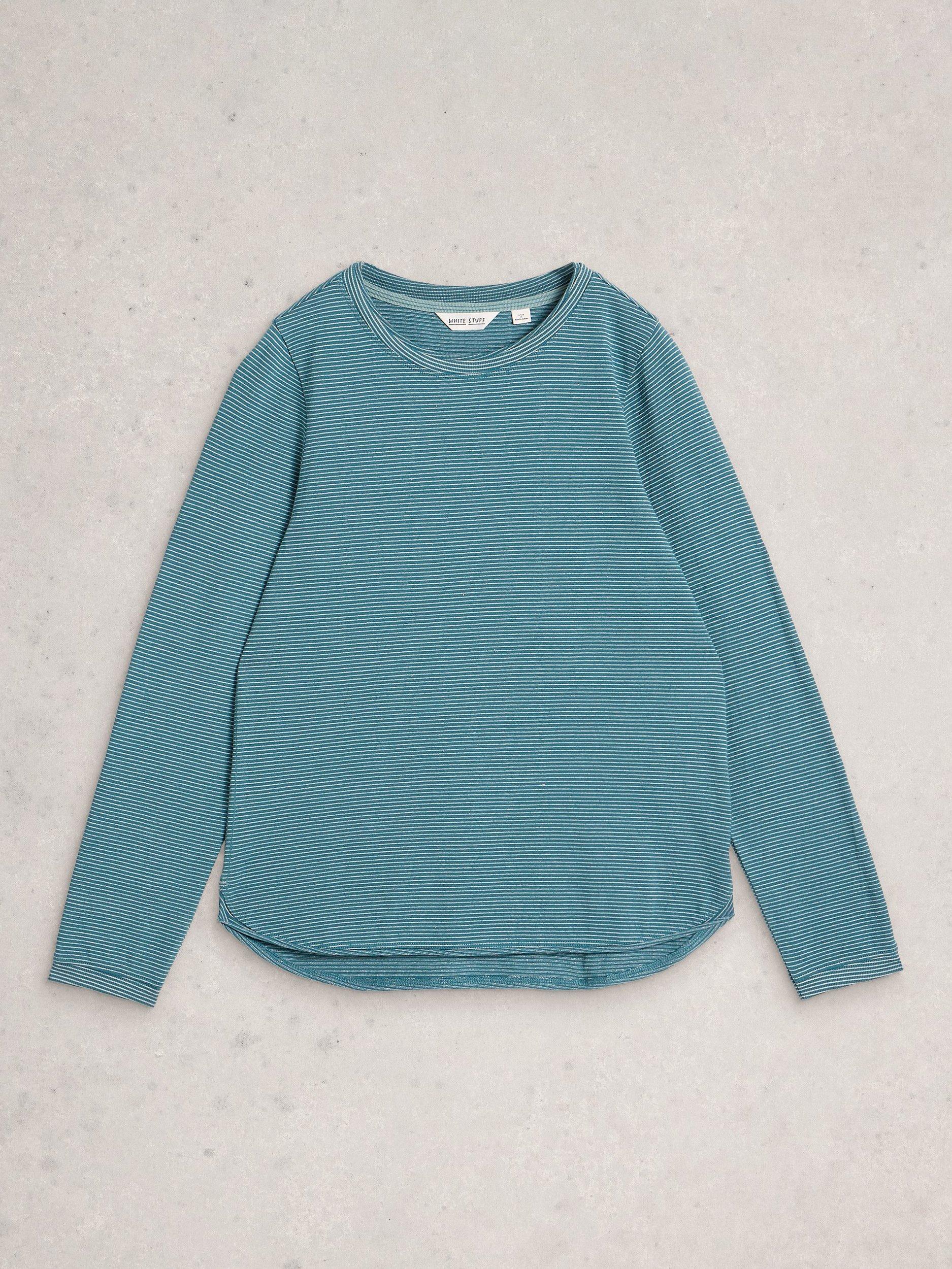 Product image 5 of 6, which shows White Stuff Clara Long Sleeve T-Shirt, Mid Blue, 6