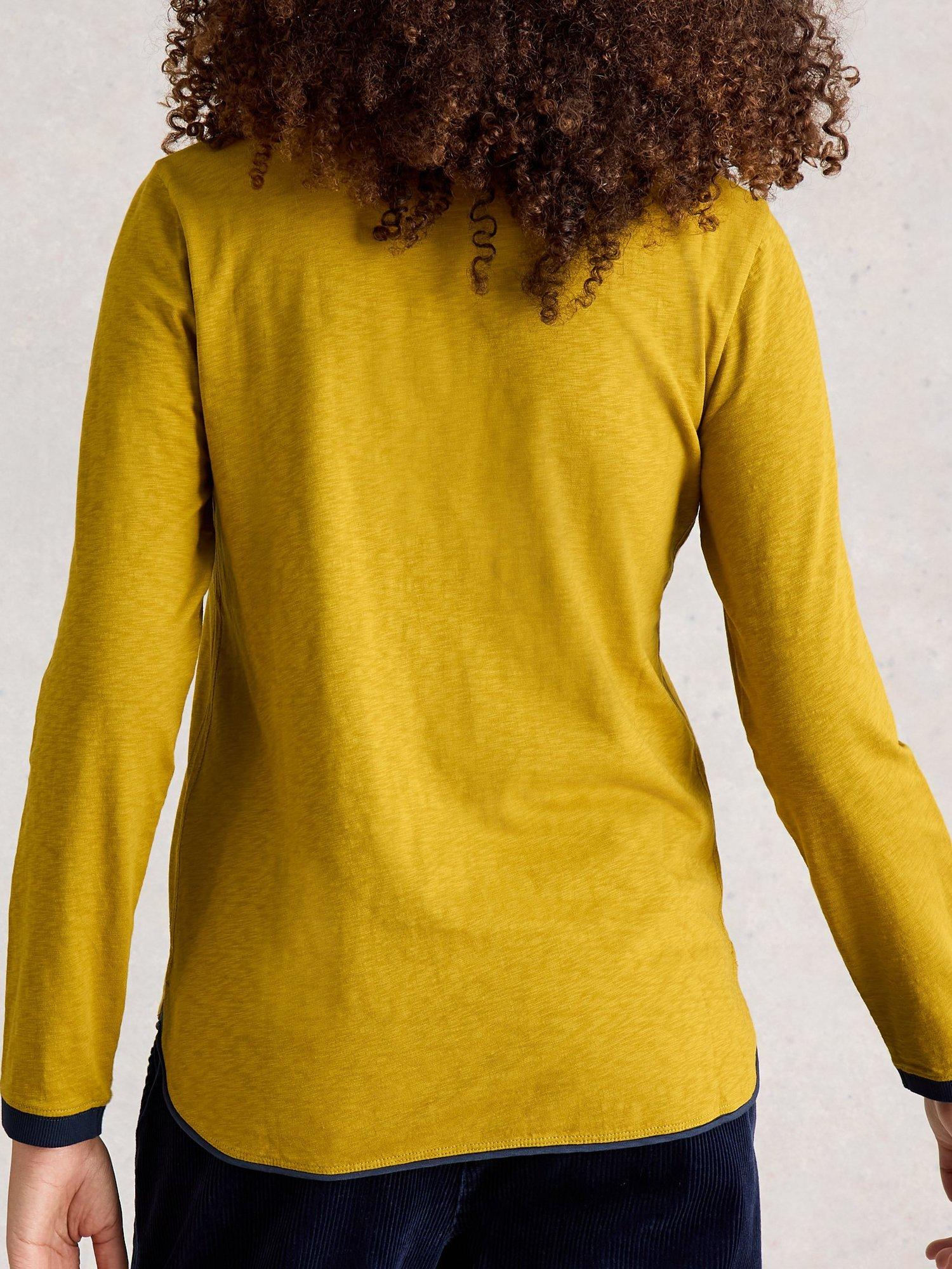 Product image 2 of 2, which shows White Stuff Clara Long Sleeve T-Shirt, Mid Chartreuse, 6