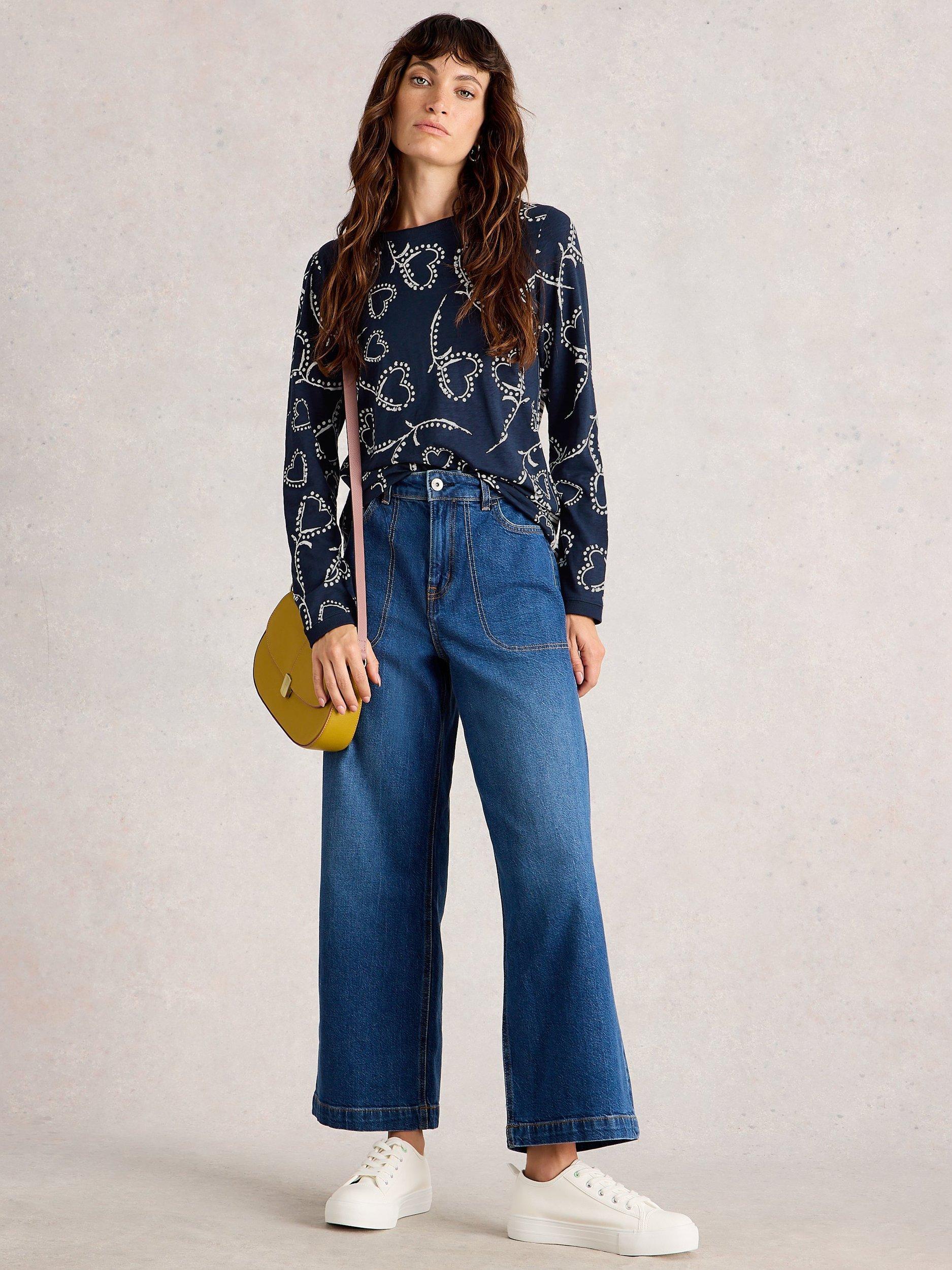 Product image 1 of 6, which shows White Stuff Clara Long Sleeve T-Shirt, Navy/White, 6