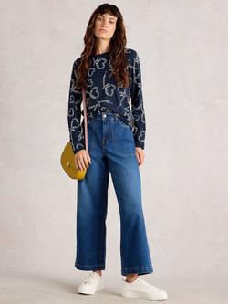 White Stuff Clara Long Sleeve T-Shirt, Navy/White, Navy/White