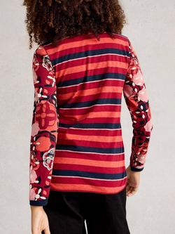 White Stuff Clara Long Sleeve Patterned T-Shirt, Red/Multi - view 2, Red/Multi