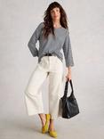 White Stuff Denim Dolman Stripe Top, Navy/White