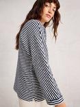 White Stuff Denim Dolman Stripe Top, Navy/White