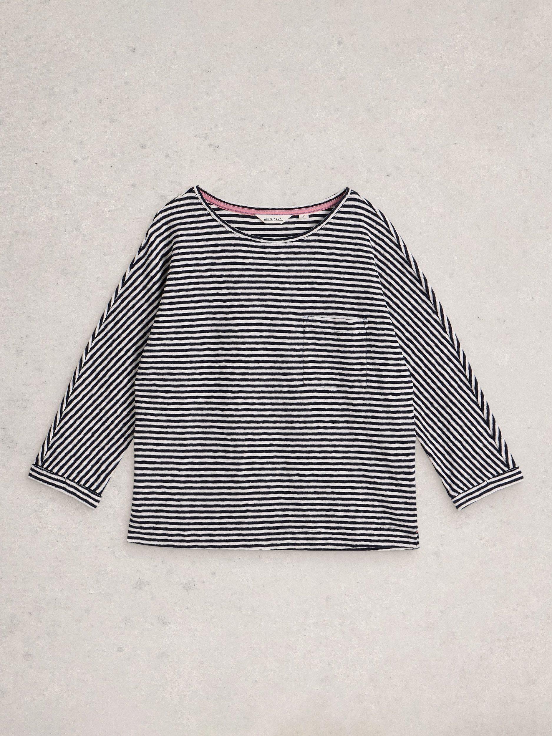 Product image 5 of 6, which shows White Stuff Denim Dolman Stripe Top, Navy/White, 12