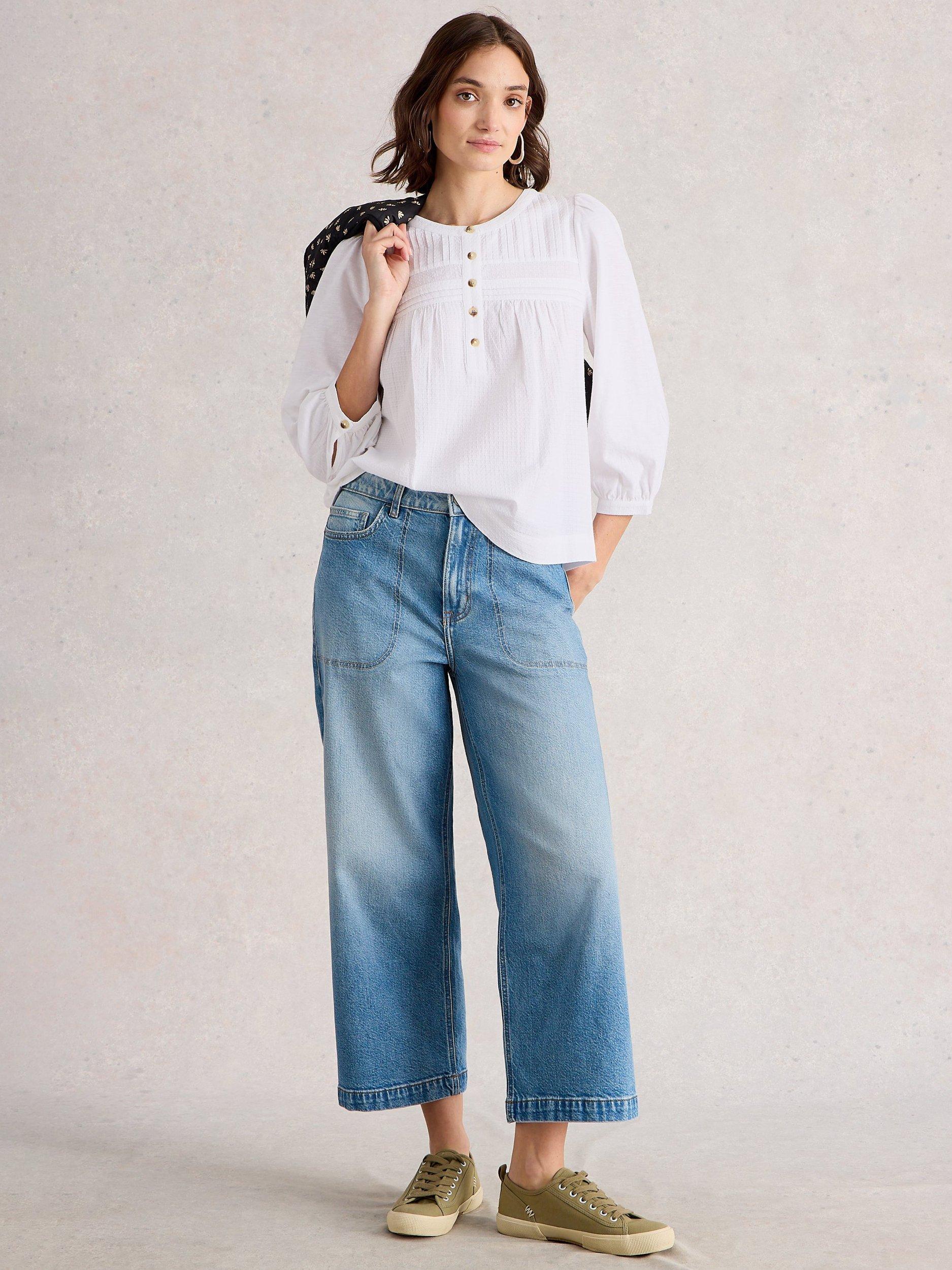 Product image 1 of 6, which shows White Stuff Isla Textured Top, Brilliant White, 14