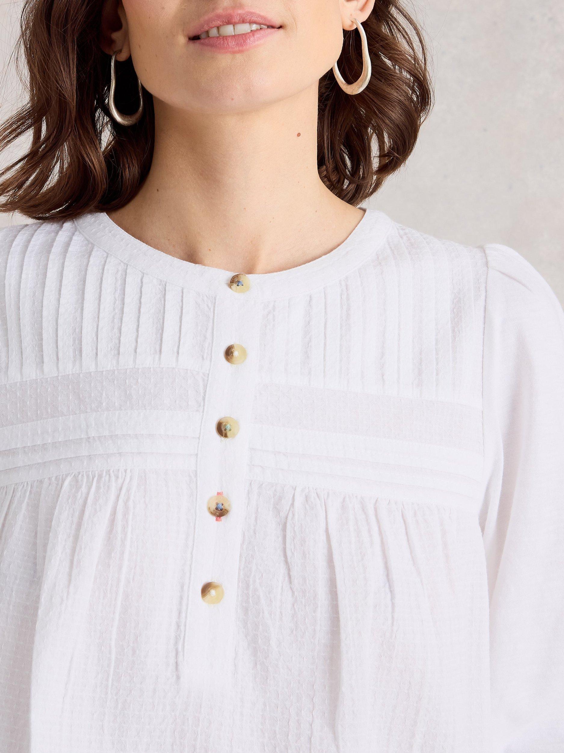 Product image 3 of 6, which shows White Stuff Isla Textured Top, Brilliant White, 14