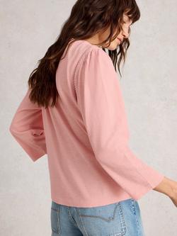 White Stuff Lucy Ladder Trim Jersey Top, Mid Pink - view 2, Mid Pink