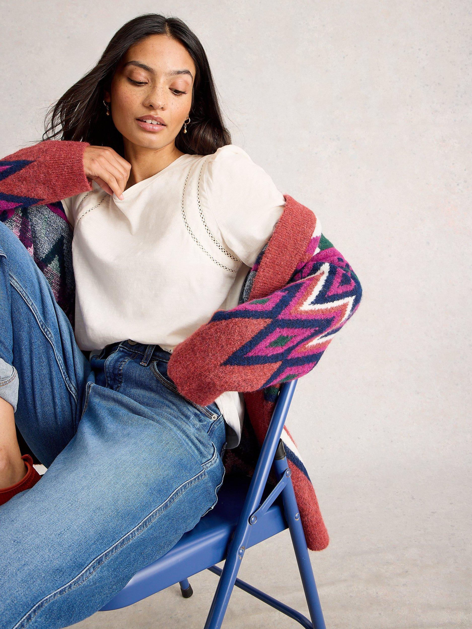 Product image 4 of 6, which shows White Stuff Lucy Ladder Trim Jersey Top, Pale Ivory, 10