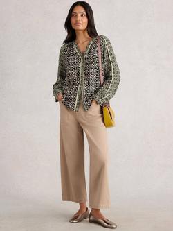 White Stuff Mabel Floral Mixed Print Long Sleeve Blouse, Black/Multi