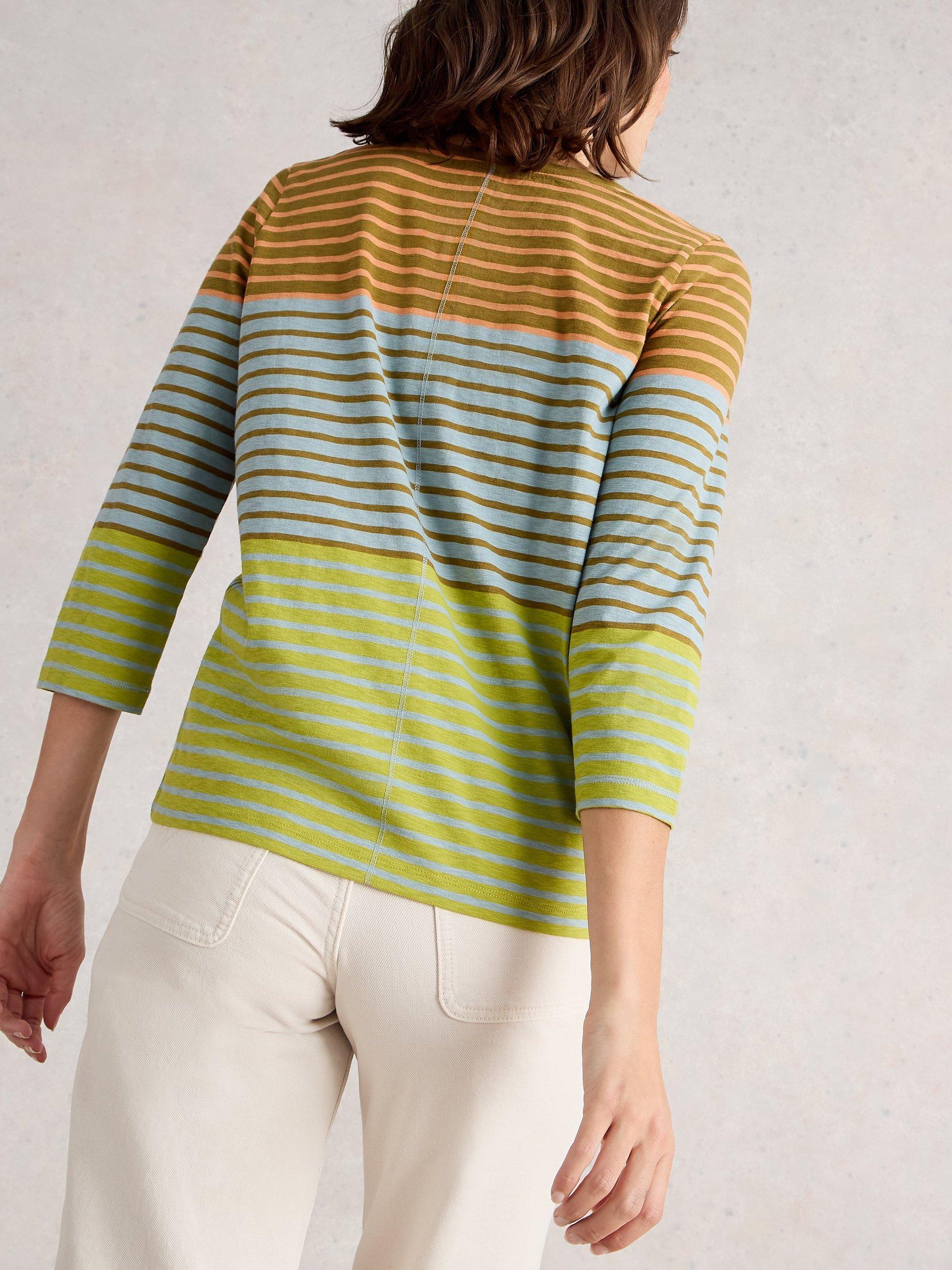 Product image 2 of 6, which shows White Stuff Nelly Stripe Jersey Top, Blue/Multi, 6