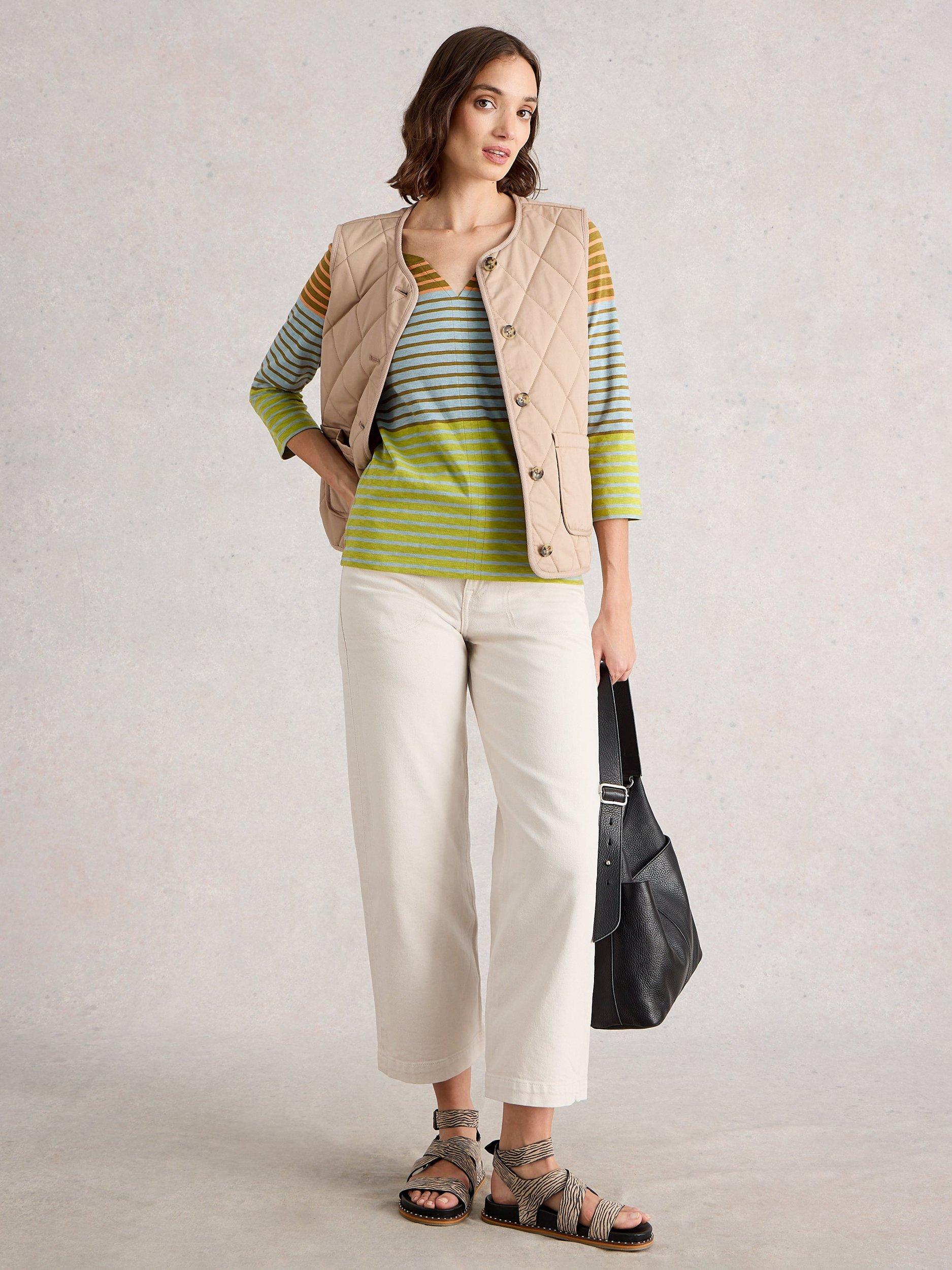 Product image 4 of 6, which shows White Stuff Nelly Stripe Jersey Top, Blue/Multi, 6