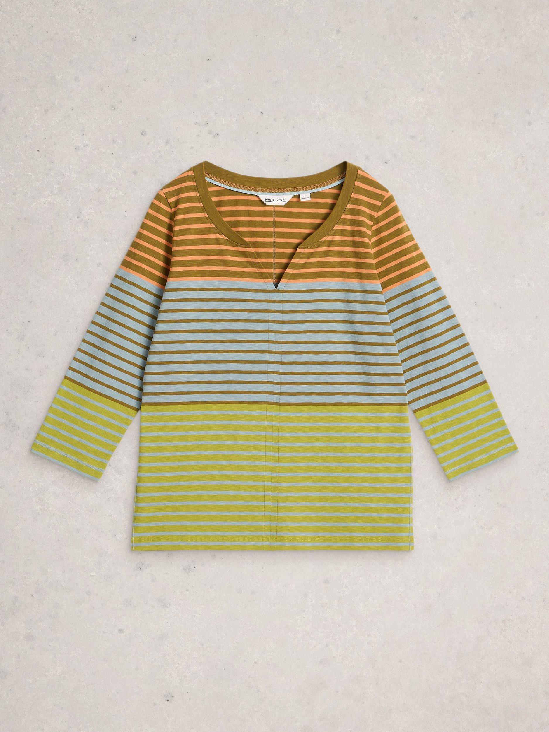 Product image 5 of 6, which shows White Stuff Nelly Stripe Jersey Top, Blue/Multi, 6