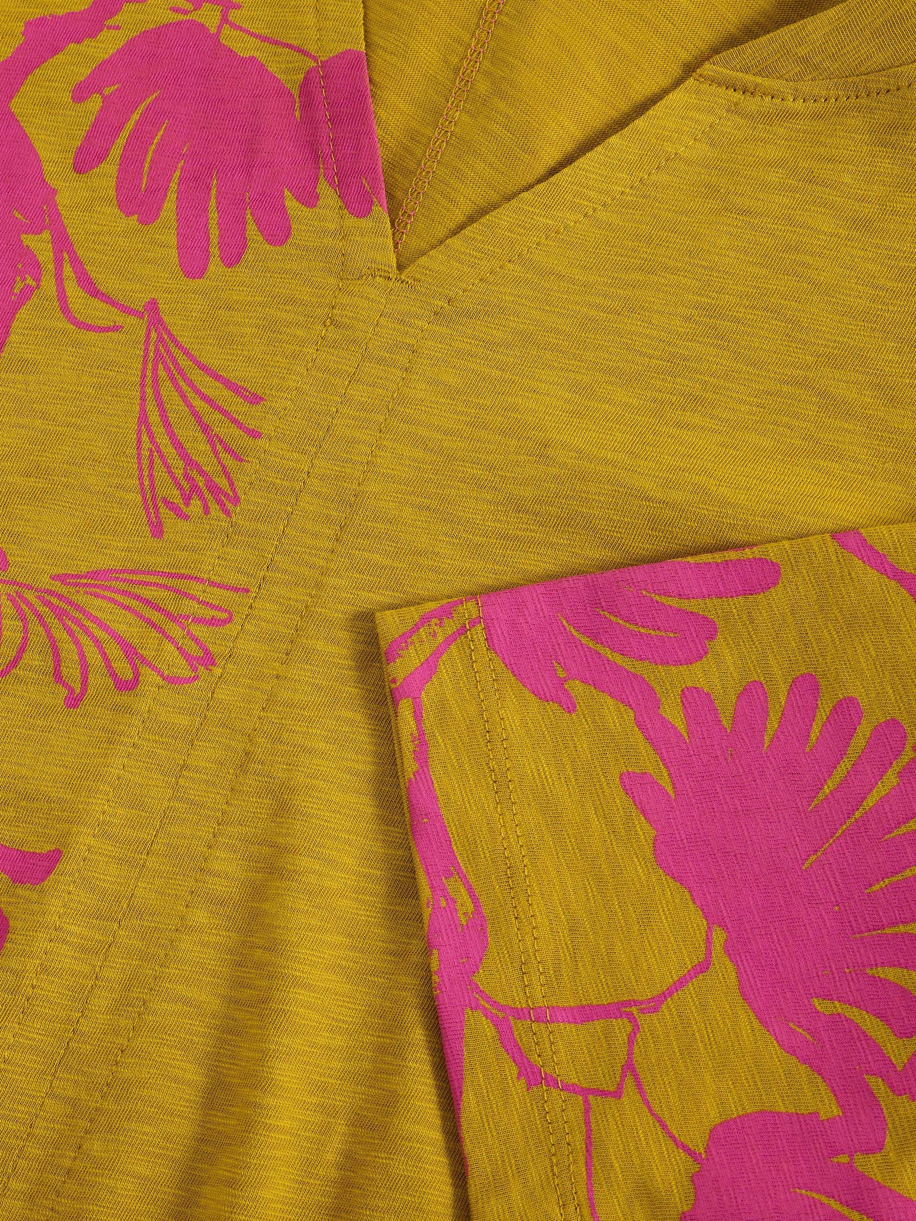 Product image 6 of 6, which shows White Stuff Nelly Abstract Floral Jersey Top, Yellow/Multi, 6