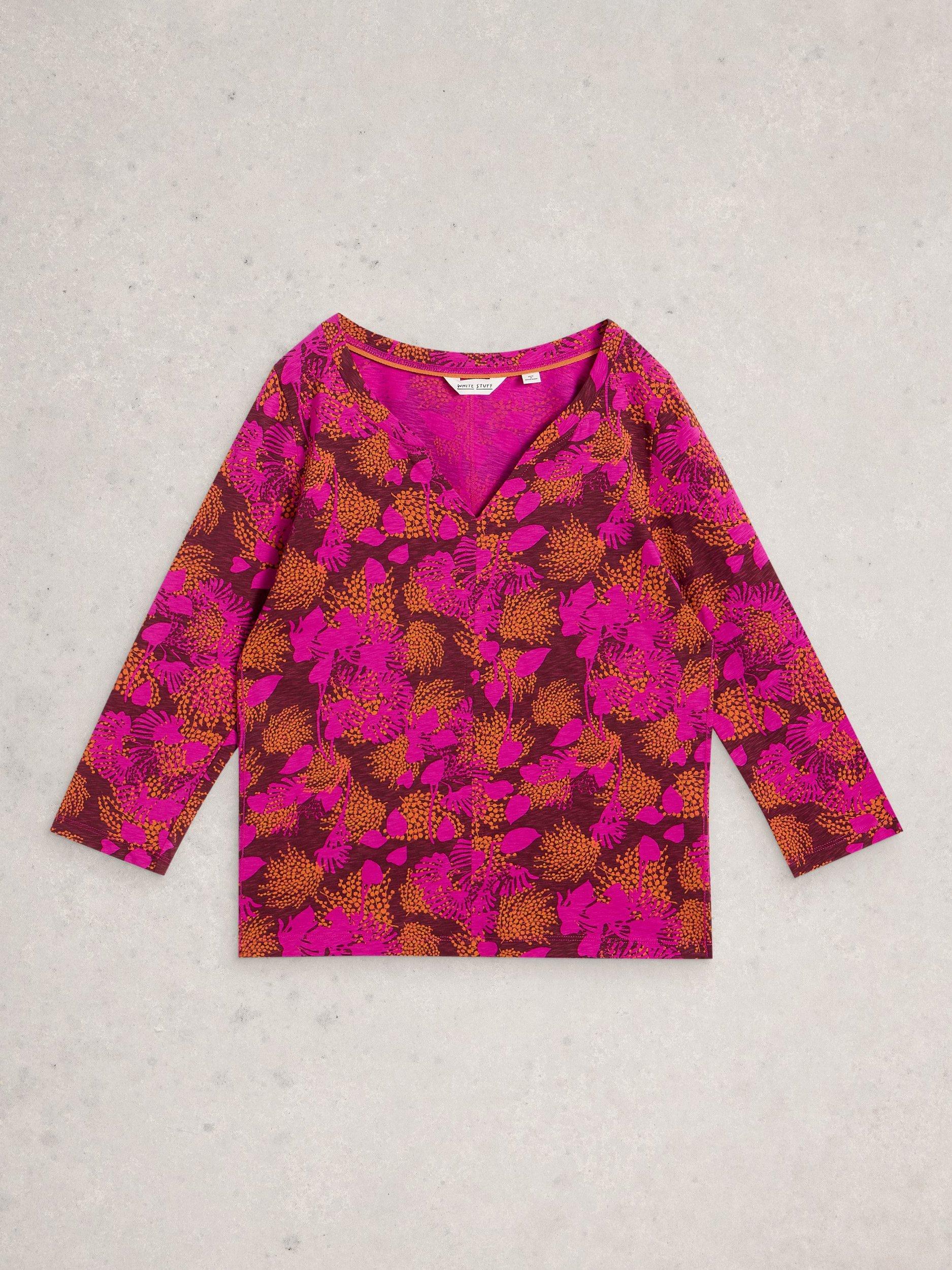 Product image 5 of 6, which shows White Stuff Nelly Floral Jersey Top, Pink/Multi, 6