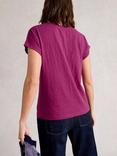 White Stuff Nelly Notch Neck T-Shirt, Dark Plum