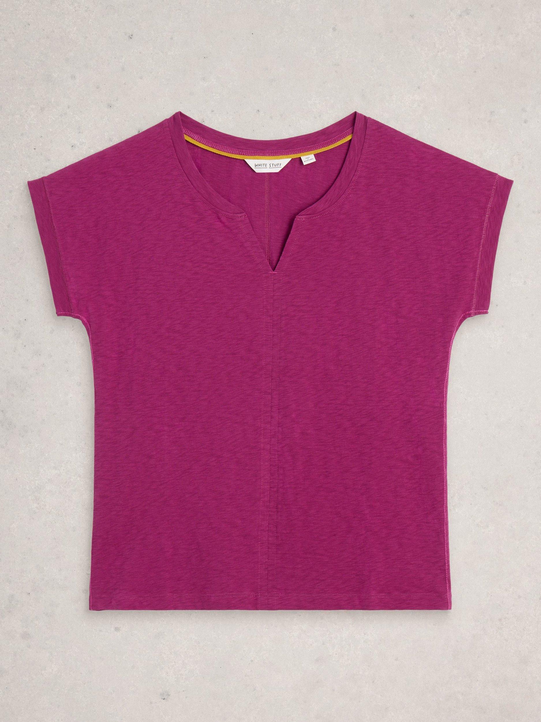 Product image 5 of 6, which shows White Stuff Nelly Notch Neck T-Shirt, Dark Plum, 6