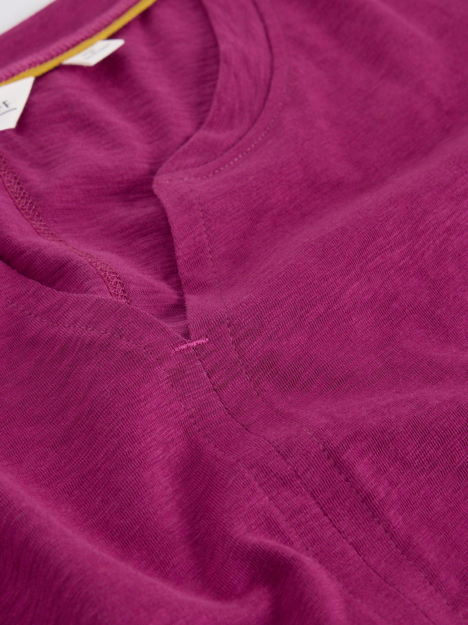 Product image 6 of 6, which shows White Stuff Nelly Notch Neck T-Shirt, Dark Plum, 6
