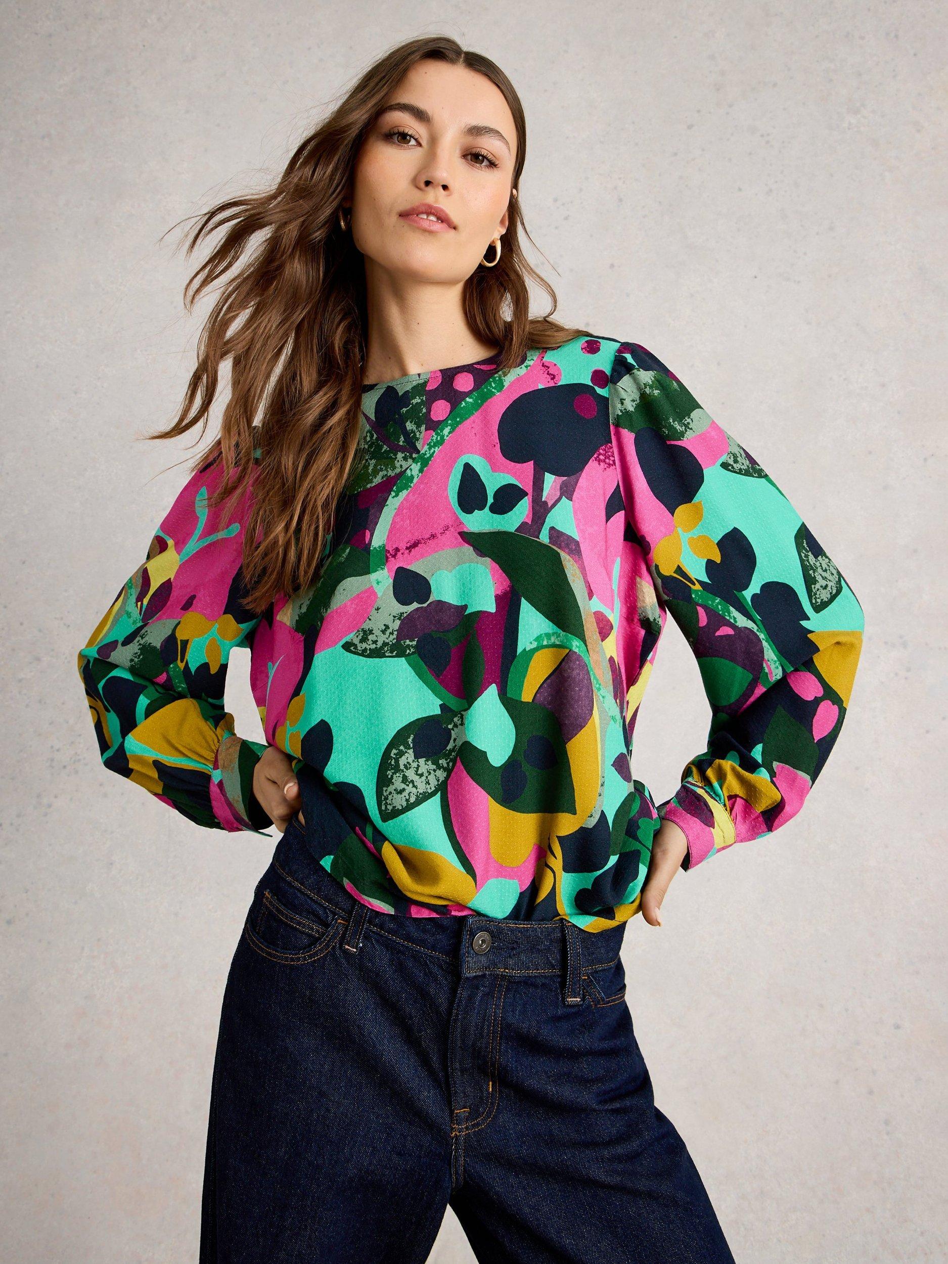 Product image 3 of 6, which shows White Stuff Ulla Floral Top, Pink Mlt, 6