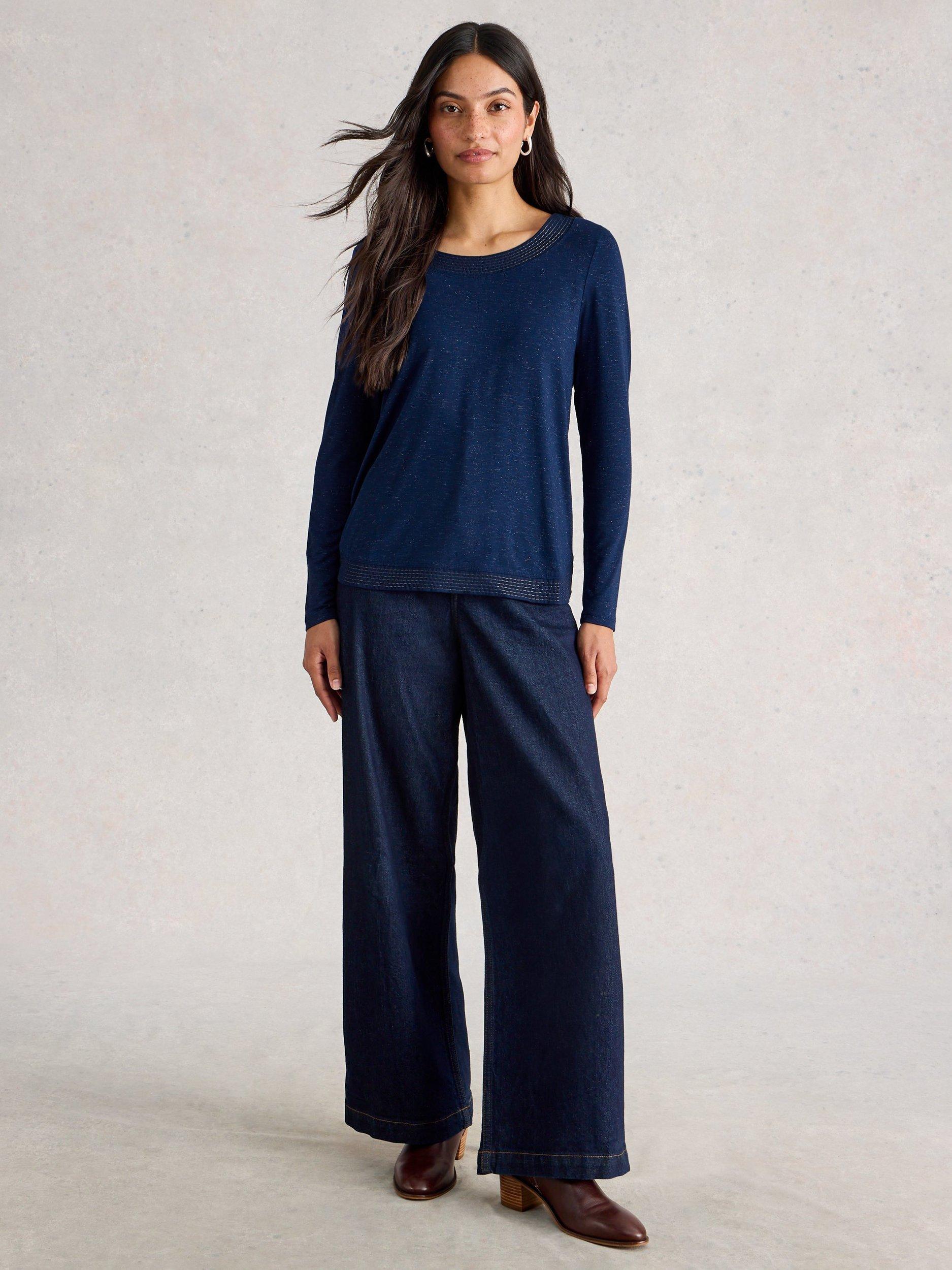 Product image 1 of 6, which shows White Stuff Weaver Sparkle Top, Dark Navy, 8