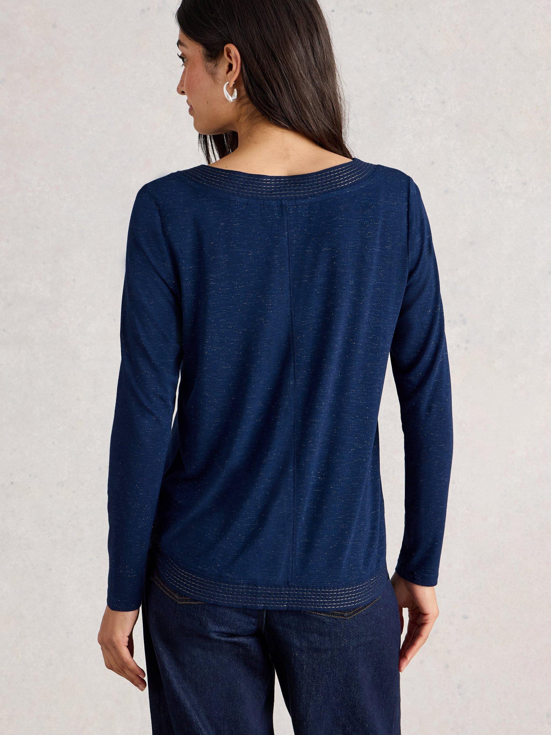Product image 2 of 6, which shows White Stuff Weaver Sparkle Top, Dark Navy, 8