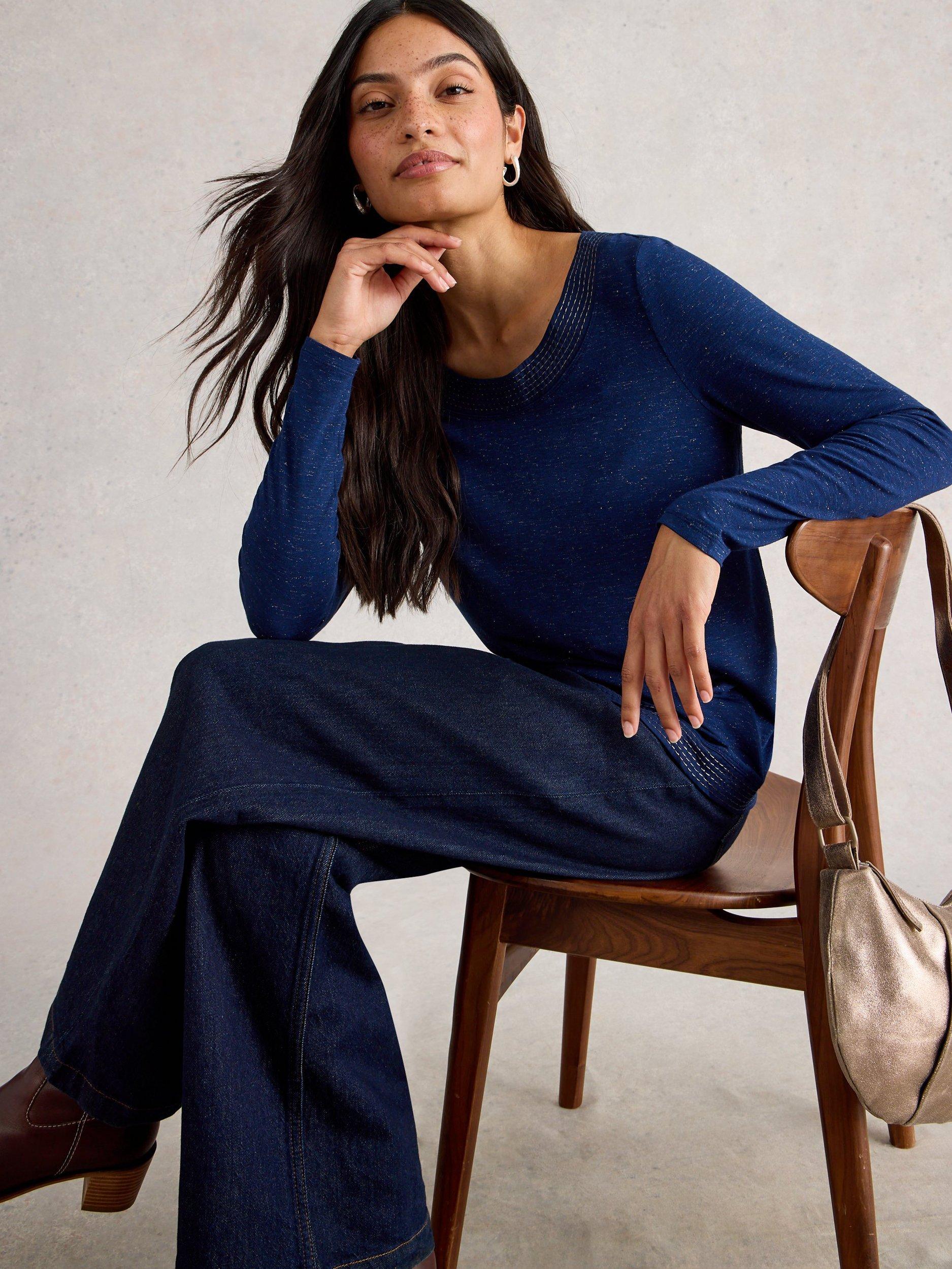 Product image 3 of 6, which shows White Stuff Weaver Sparkle Top, Dark Navy, 8