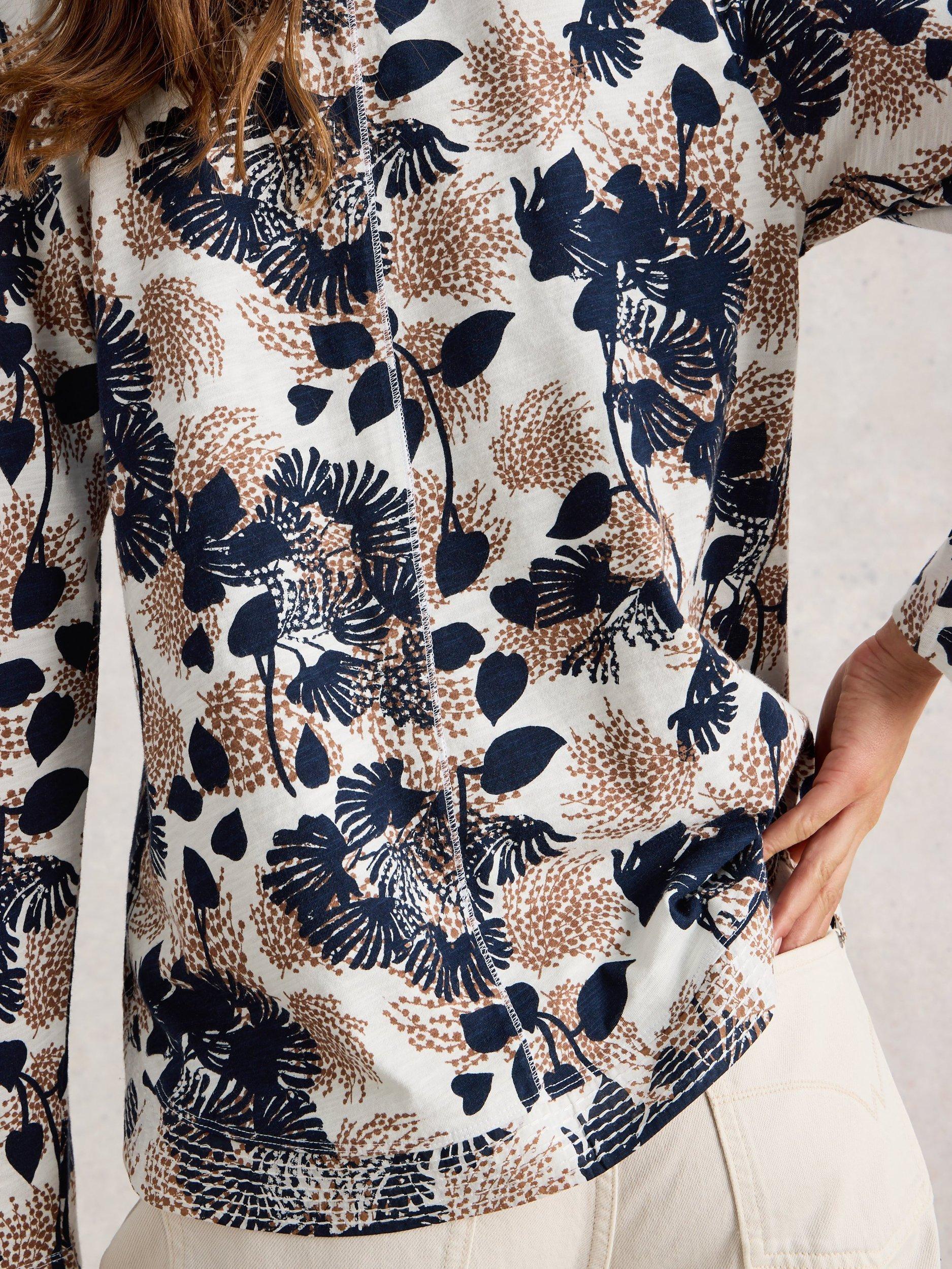 Product image 2 of 2, which shows White Stuff Weaver Long Sleeve T-Shirt, Natural/Multi, 6