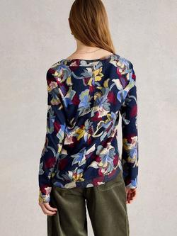 White Stuff Weaver Floral Top, Navy - view 2, Navy