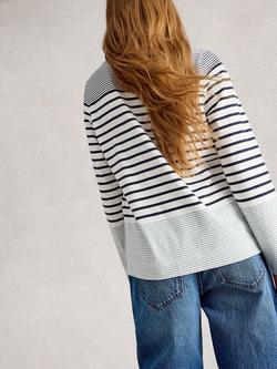 White Stuff Willow Cotton Striped Round Neck Top - view 2, White/Multi