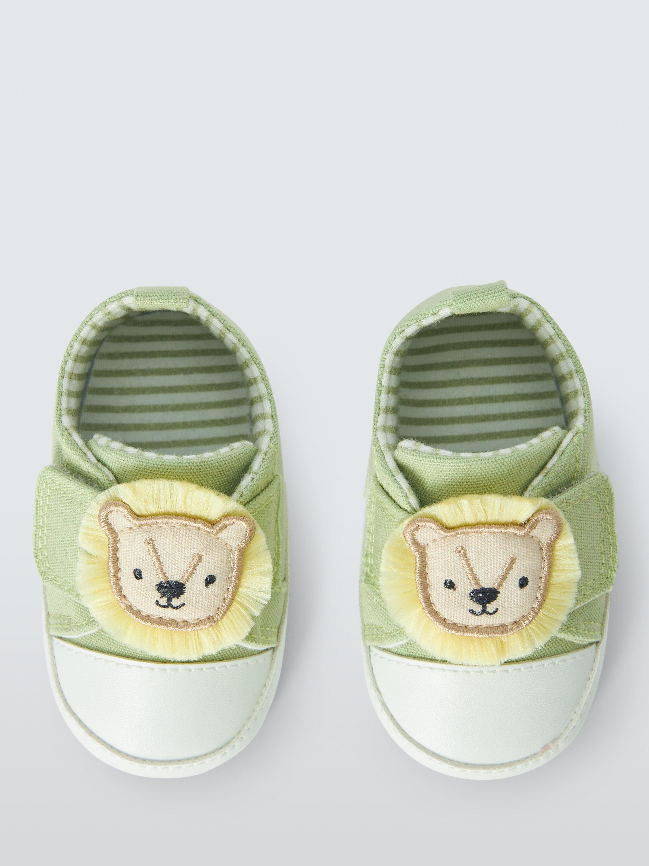 Product image 2 of 3, which shows John Lewis Baby Lion Shoes, Green, 0-3 months