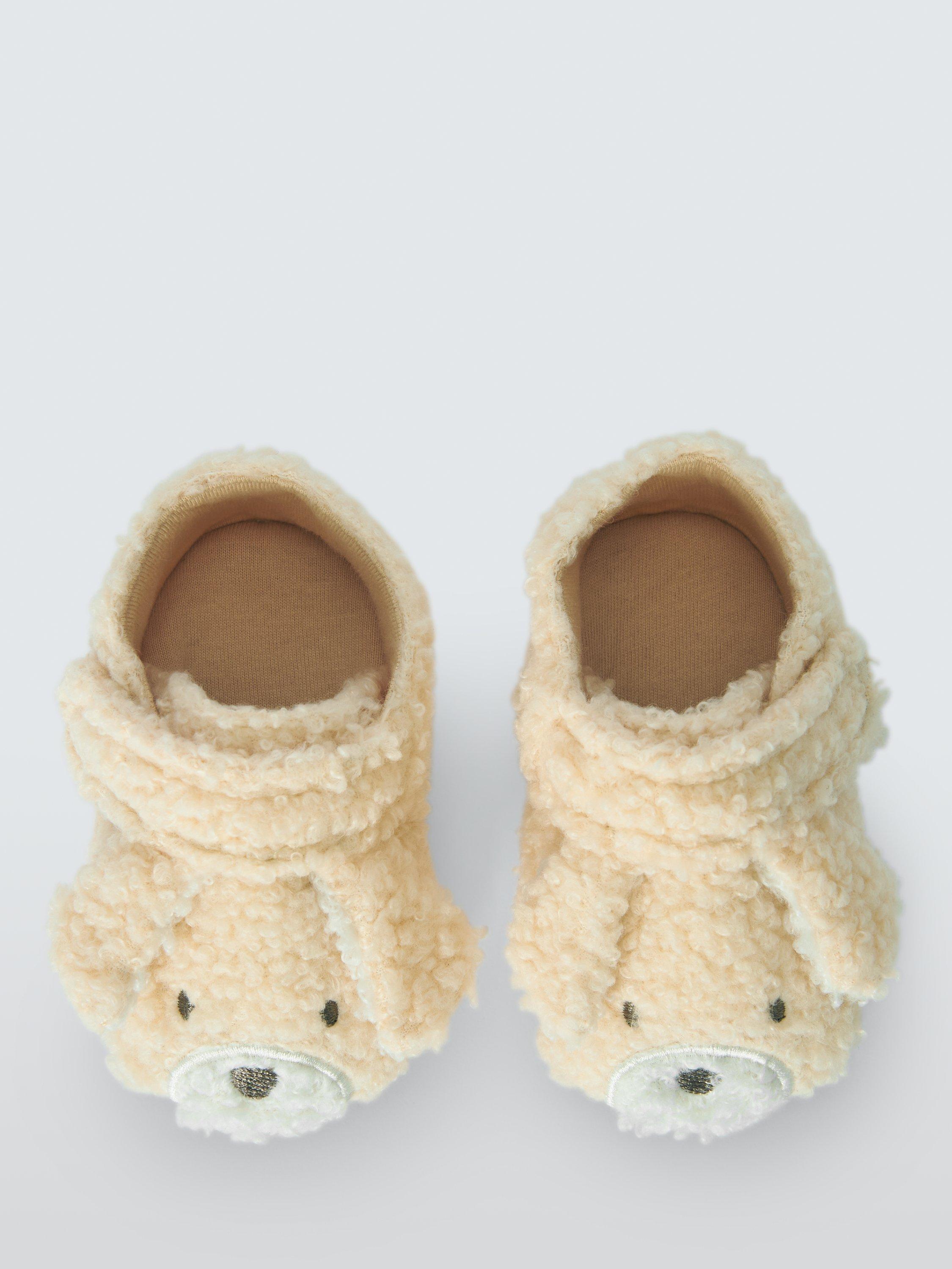 Product image 2 of 3, which shows John Lewis Baby Dog Slippers, Natural, 0-3 months