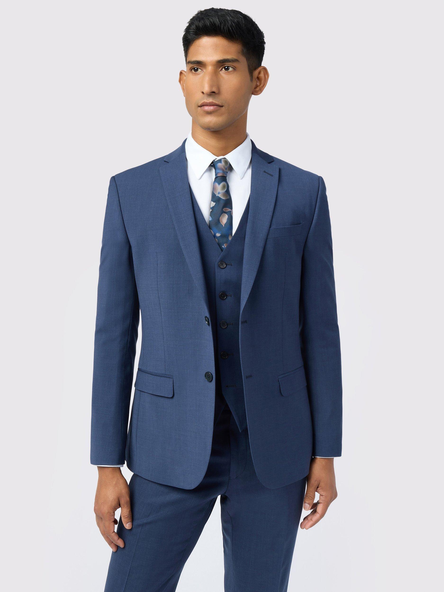 Product image 1 of 7, which shows Ted Baker Performance Slim Fit Wool Blend Panama Suit Jacket, Mid Blue, 38S