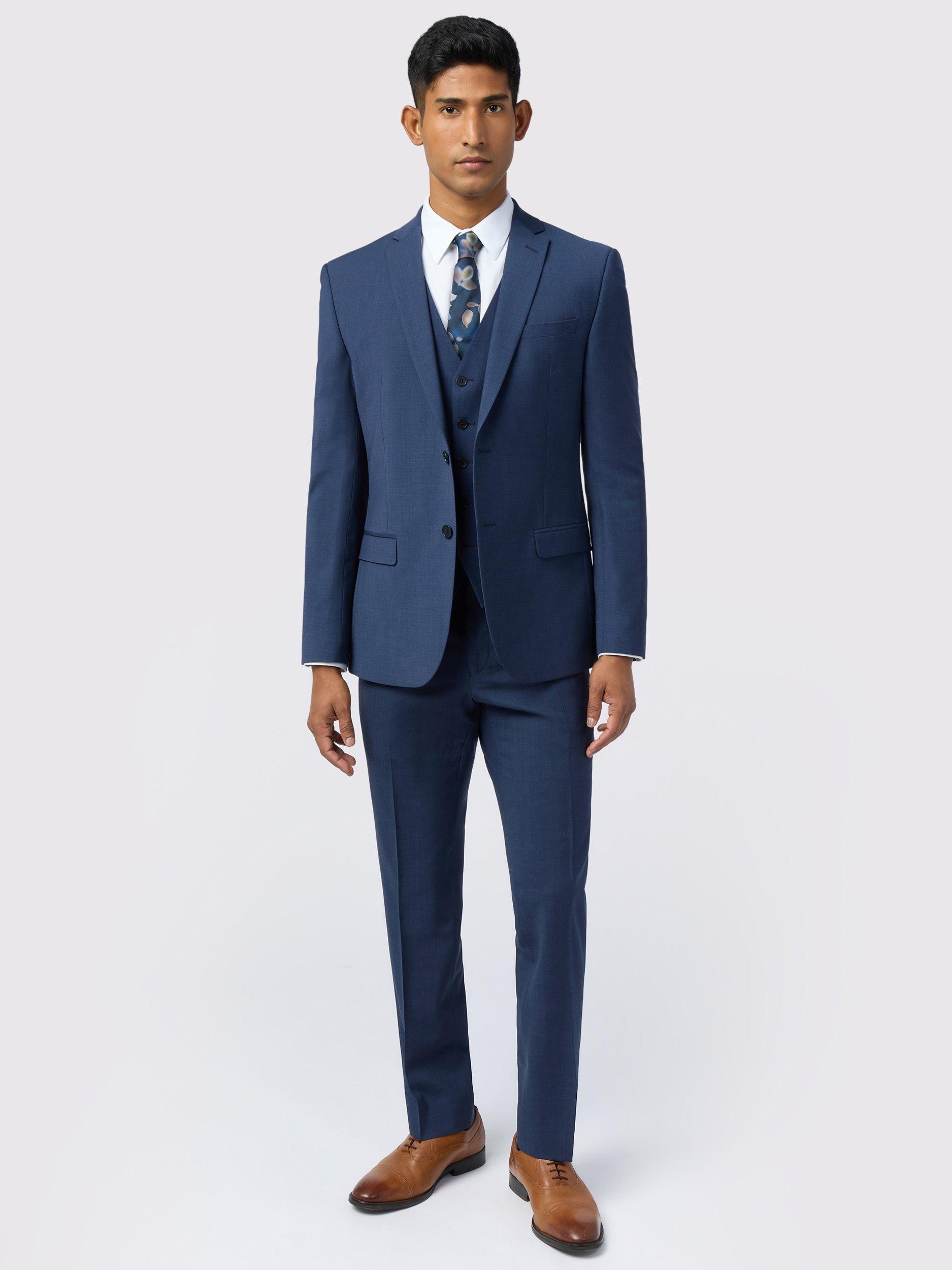 Product image 3 of 7, which shows Ted Baker Performance Slim Fit Wool Blend Panama Suit Jacket, Mid Blue, 38S
