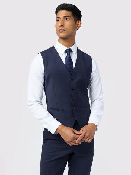 Ted Baker Slim Fit Performance Panama Wool Blend Waistcoat, Navy