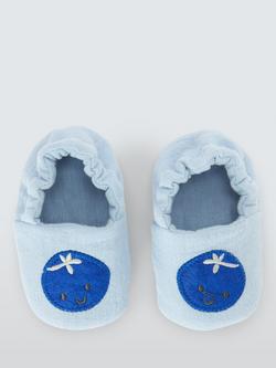 John Lewis Baby Blueberry Muslin Booties, Blue - view 2, Blue